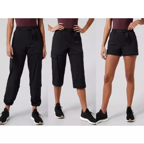 Athleta Trekkie Convertible Hike Pants Shorts Black Stretch Semi Fitted Size 16 - Picture 12 of 12